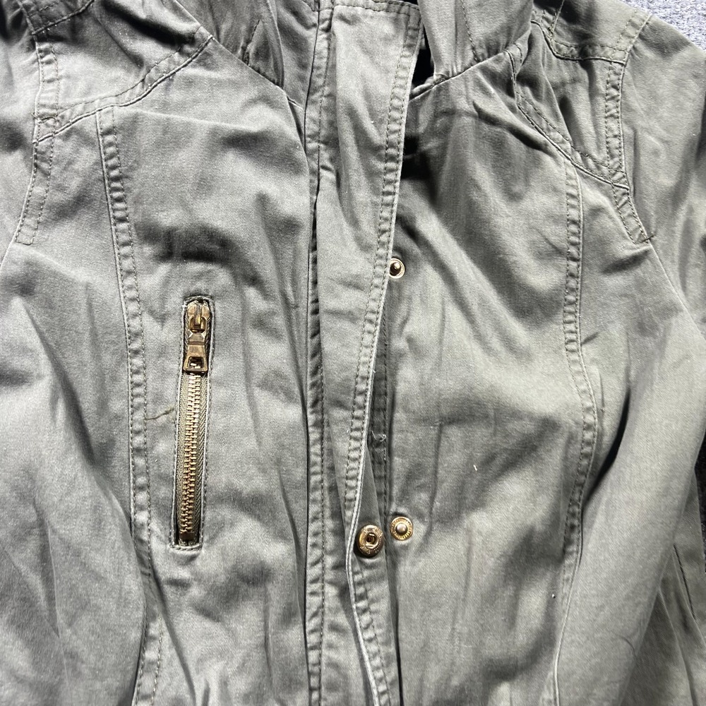 Miss London Black Label Utility Anorak Jacket Womens Small Olive Green Full Zip - Picture 3 of 10